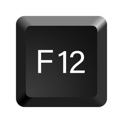 Key with with F12 symbol. Black computer keyboard. Button icon vector illustration. 