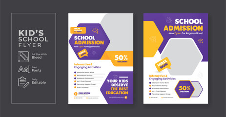 Kids School Education Admission Flyer Poster layout template