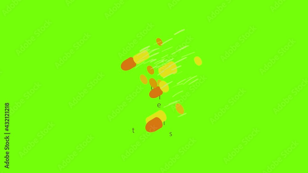 Poster bullets icon animation cartoon object on green screen background