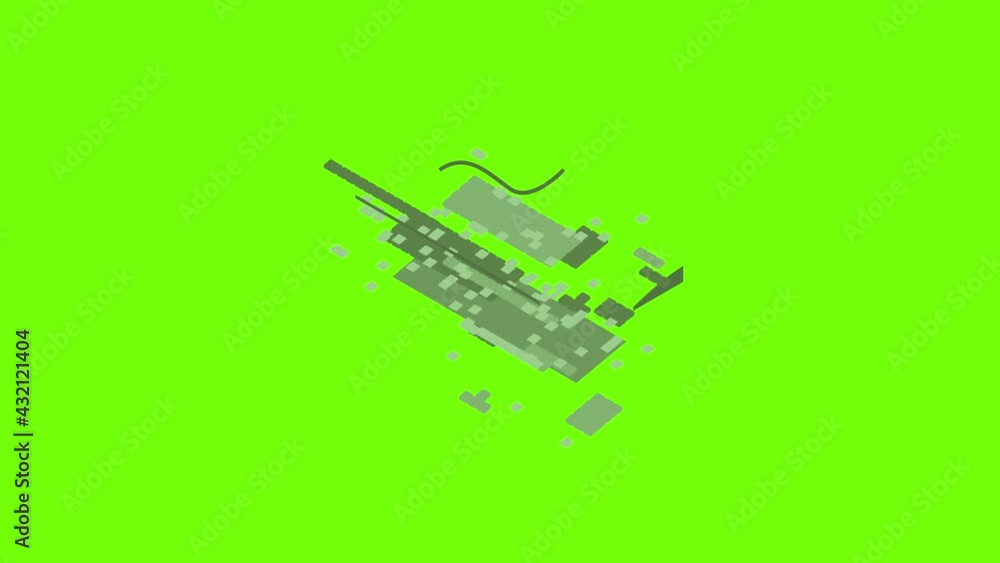 Poster keyboard icon animation cartoon object on green screen background