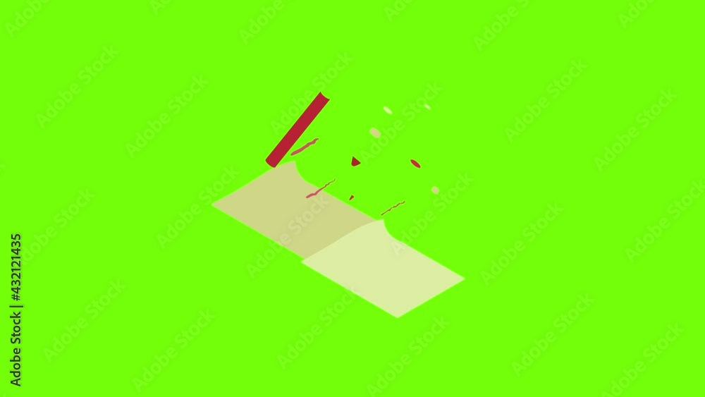 Poster write felt-tip pen icon animation cartoon object on green screen background