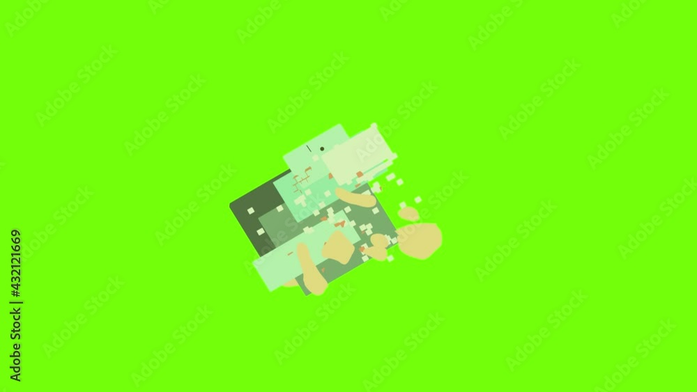 Poster touch tablet icon animation cartoon object on green screen background