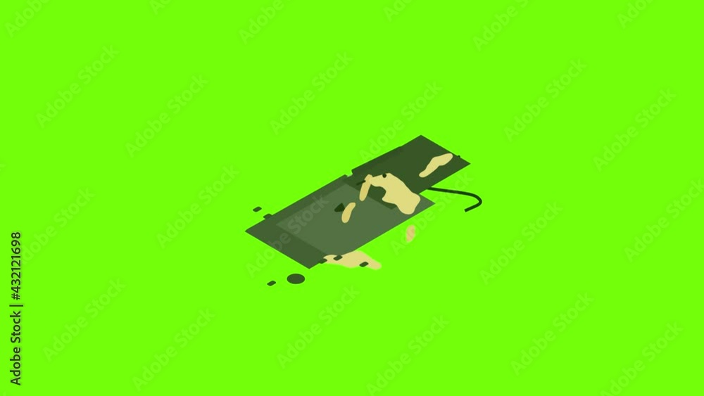 Poster graphics tablet icon animation cartoon object on green screen background