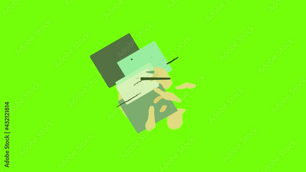 Poster write tablet icon animation cartoon object on green screen background
