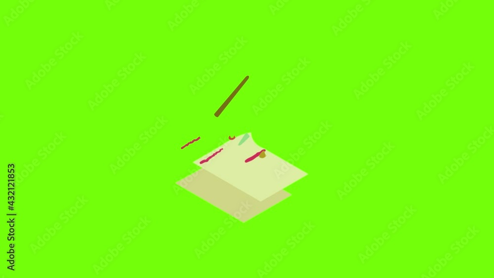 Poster write letter icon animation cartoon object on green screen background