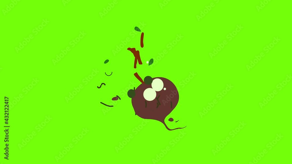 Poster beet icon animation cartoon object on green screen background