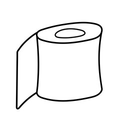 A roll of toilet paper on a white background. Vector illustration in doodle style.