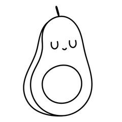 Cute avocado with eyes. Vector illustration in doodle style.