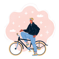 Vector illustration of male cyclist riding a bike
