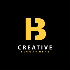 Initial B logo in yellow color, B logo template vector . Bold logo type