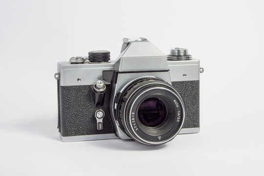 analog reflex camera isolated on white background