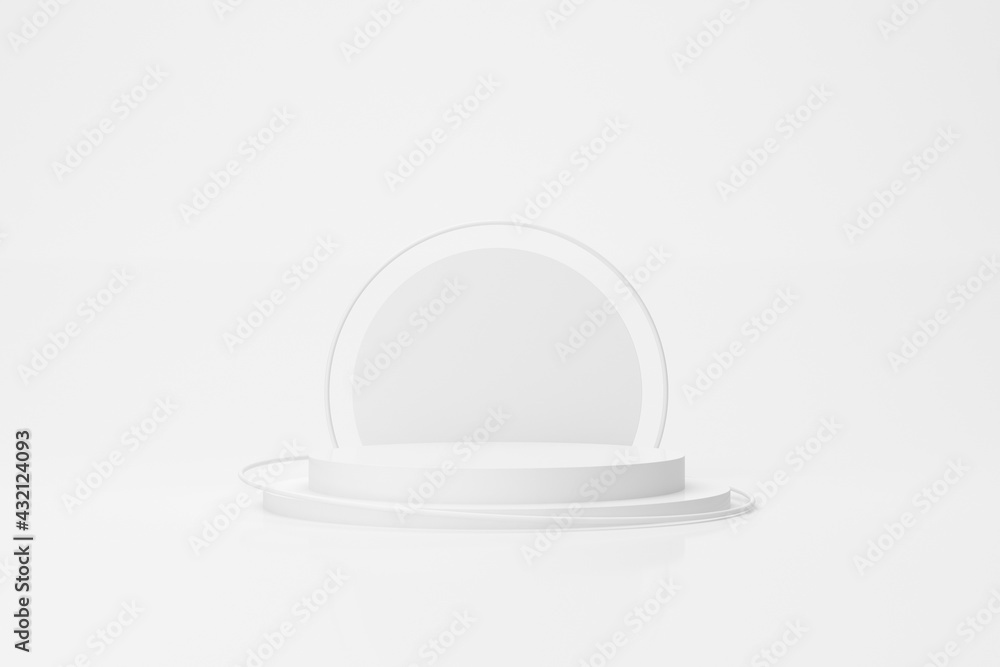Poster mockup of abstract geometry podium, minimal, product presentation. 3d rendering.