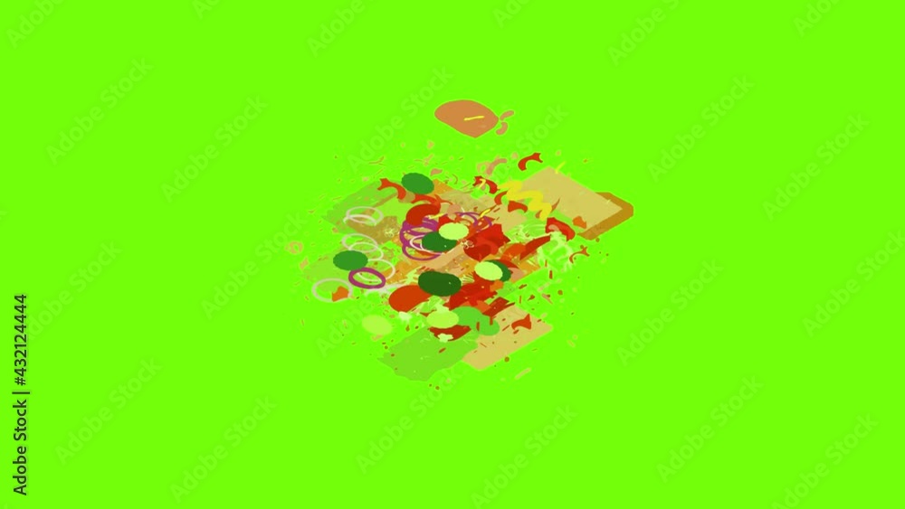 Poster toast icon animation cartoon object on green screen background