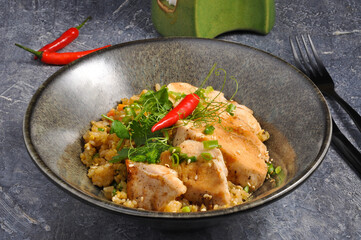 tasty Asian fried rice rice with chicken