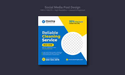 Cleaning service social media post design template