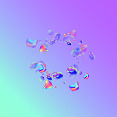 Hologram 3d Minimal Vector Blue Background. Modern Blob Pattern. Iridescent Abstract Liquid Poster. Light Hipster Illustration.