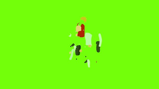 Man in costume icon animation cartoon object on green screen background