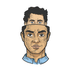 split personality metaphor sketch raster