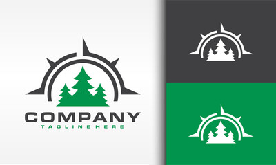 Naklejka premium fir tree compass logo