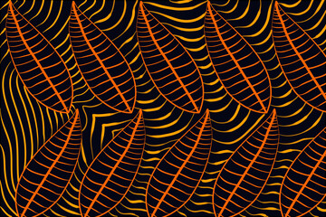 Golden leaf botanical modern art deco wallpaper background vector. Line art background design for interior design, vector arts, fashion textile patterns, textures, posters, wrappers, gifts, etc