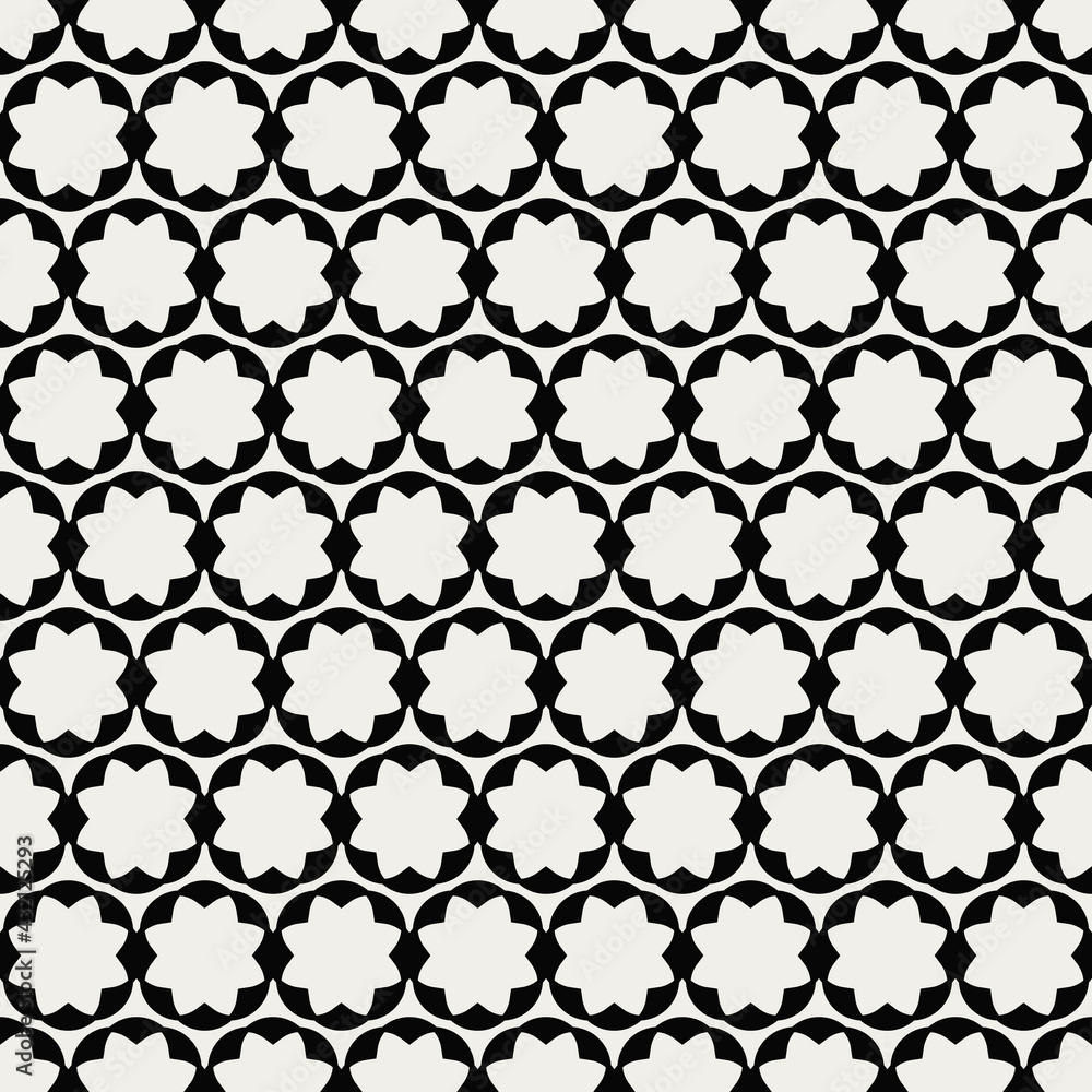 Poster octagons pattern. vector seamless black and white shapes.