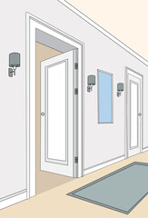 vector isolated  interior corridor with doors