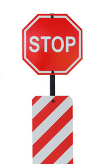 Red stop sign on white background