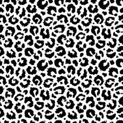 Leopard seamless pattern. Animal print. Skin leopard, cheetah or panther. Black pattern isolated on white background. Spot texture for design prints. Abstract fashion pattern. Vector illustration
