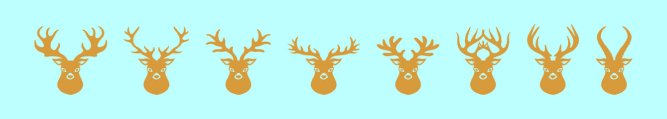 set of kudu deer logo cartoon icon design template with various models. vector illustration isolated on blue background
