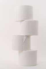 vertical view of roll of paper on white