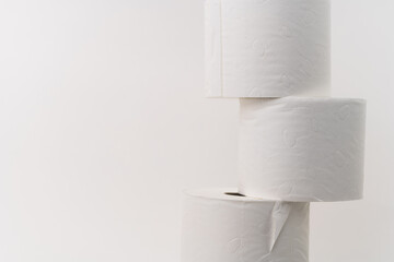 roll of toilet paper on the right on white