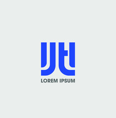 Obraz premium IJTI company initial letters monogram with Blue color. IJTI logo vector on gray background.
