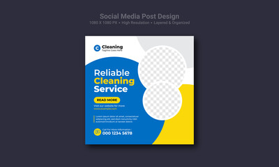 Cleaning service social media post design template