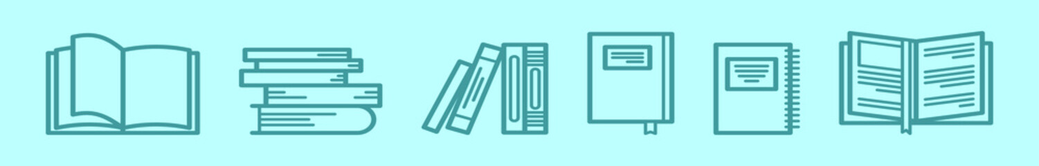 set of book cartoon icon design template with various models. vector illustration isolated on blue background