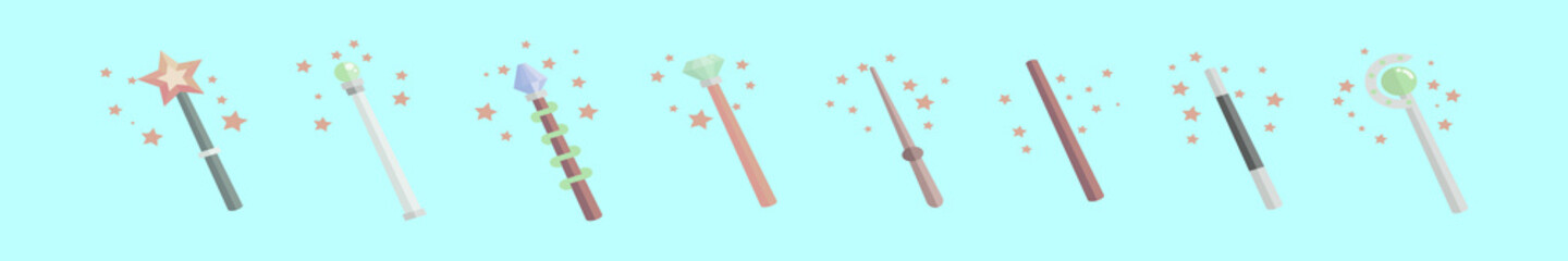 set of magic sticks cartoon icon design template with various models. vector illustration isolated on blue background
