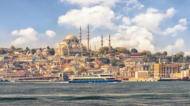 Istanbul cityscape with the view on Suleymaniye Camii mosque