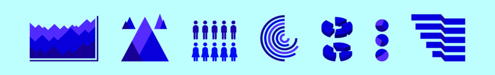 set of infographic element cartoon icon design template with various models. vector illustration isolated on blue background