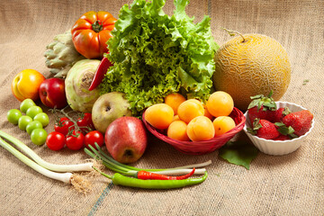 mixed fresh vegetables and fruits