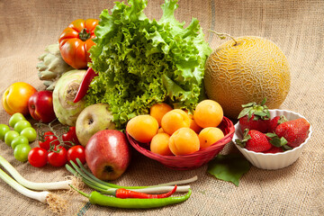 mixed fresh vegetables and fruits