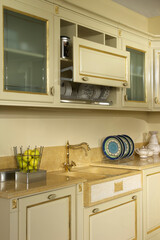Kitchen cabinet with stone sink 