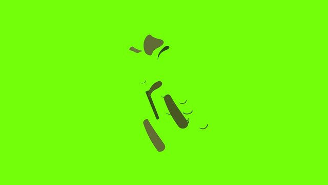 Jockey stick icon animation cartoon object on green screen background