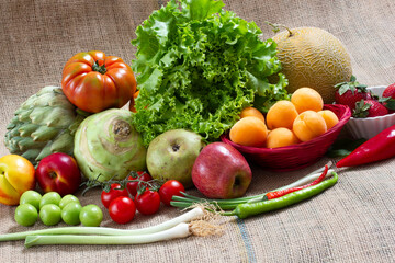 mixed fresh vegetables and fruits