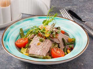 salad with beef and beans and vegetables