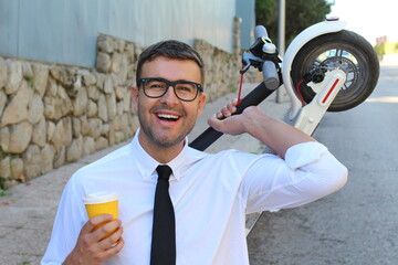 Young entrepreneur using eco friendly transportation