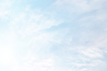 Blue sky with white cloud. The summer heaven is colorful clearing day Good weather and beautiful nature in the morning.