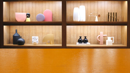 Top table background Modern mid Century room interior.cafe style.Free space for product