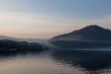 湖，風景，雪山