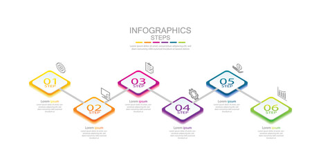 Presentation business infographic template with 6 step
