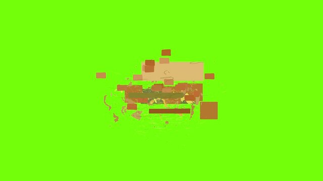 Brick wall icon animation cartoon object on green screen background