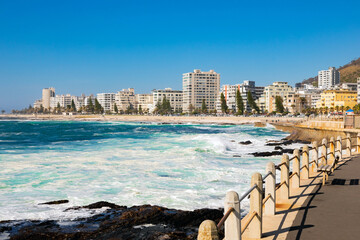 View of Sea Point promenade on the Atlantic Seaboard of Cape Town South Africa - obrazy, fototapety, plakaty